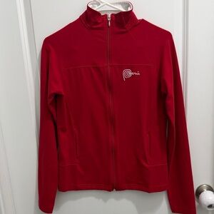 Peru Peruvian Red White Sweater Zip Zipper Size M